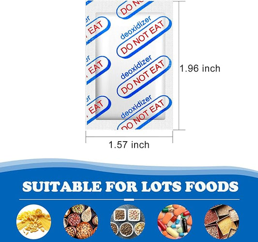 100 Packs 400CC Oxygen Absorbers (10 Packs in Individual Vacuum Bag), Food Grade Oxygen Absorbers for Food Storage, Perfect for Mylar Bags, Canning, Mason Jars