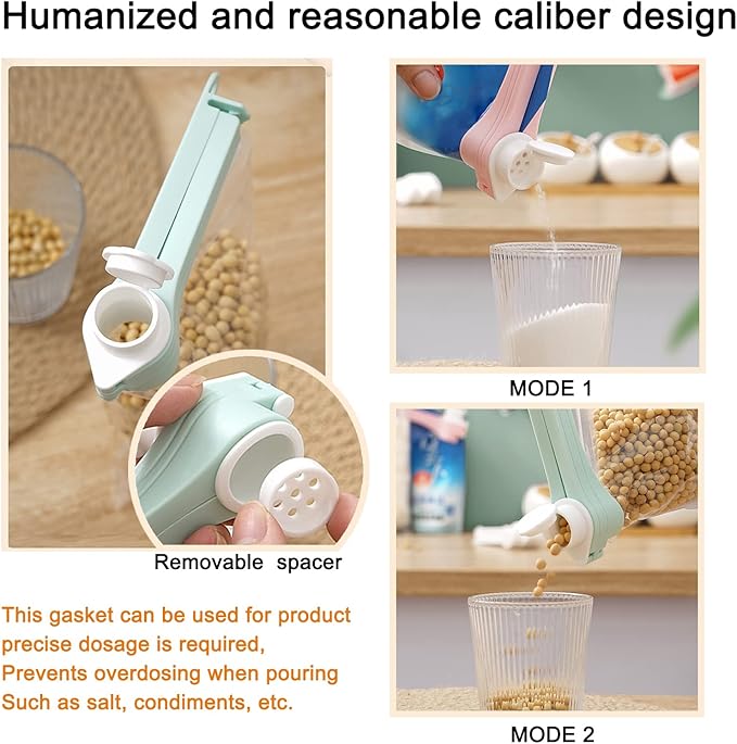4pcs Bag Spout Clip,for Food,Snack Sealing Clips with Pour Spouts,Kitchen Chip Bag with Adhesive Hooks, for Cereal Kitchen Food Storage Organizer Kit-SMALL
