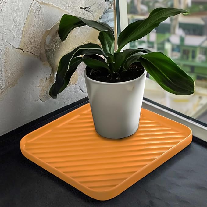 Silicone Organizer Tray for Kitchen Sink and Bathroom, Dishwasher Tray, Versatile Bathroom and Drawer Organizer Trays, Non-Slip Countertop (Orange)