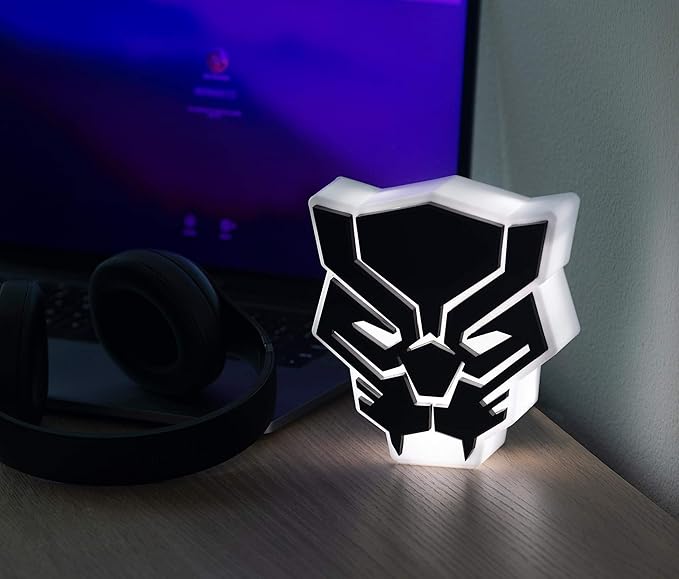 Marvel Black Panther LED Mood Light - Collectible Mask Lamp, White, 6 Inches Tall