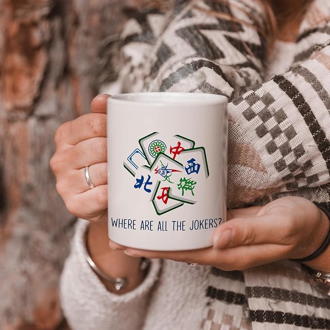 Mahjong Accessories Mug, Mahjong Gifts for Women Coffee Cup Ceramic, Gifts for Mah Jong Players Lovers, Mahjong Themed Gift Ceramic Coffee Tea Mug 11 oz