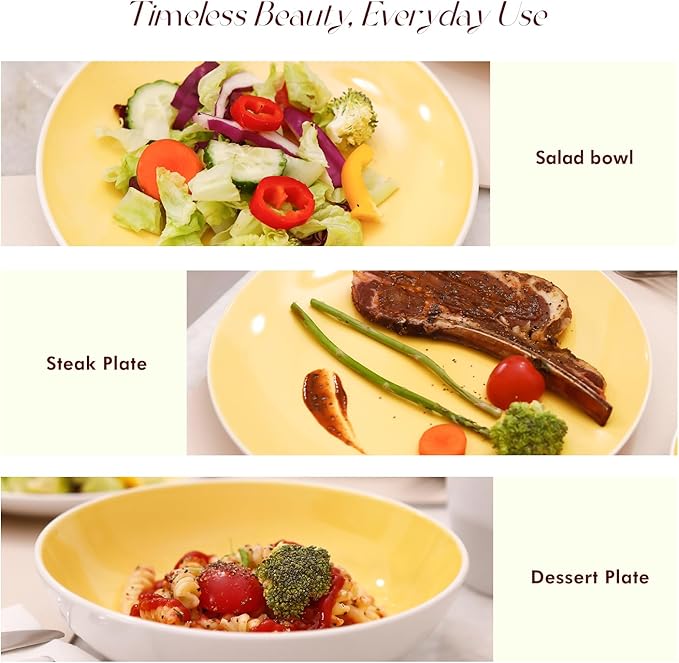 Stoneware Coupe 16pc Dinnerware Set, Outside White + Inside Yellow