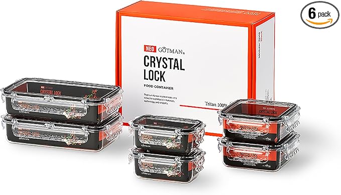 Airtight Food Storage Containers with Lids Gift Set (6 pack) BPA-Free | Clear | Microwave, Freezer and Dishwasher Safe | Leak-Proof | Kitchen Fridge Organizer Fruit Boxes | Fresher Food