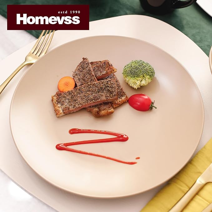 Stoneware Two-Tone Colors Life 18 Dinner Set， Outside Shiny Black + Inside Matte Glaze Beige