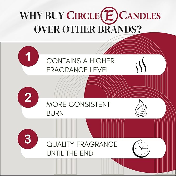 Circle E Candles, Leather Scent, Small Size Jar Candle, 8oz, Christmas Gift for Him, Rich Masculine Aroma, Holiday Candle, Cozy Winter Stocking Stuffer