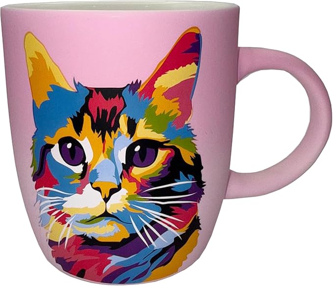Soft Touch Pink Cat Mug - 18 Oz Coffee Mug with Premium Quality Box - Ceramic Mug for Cat Lover - Unique Coffee Cup for Gift