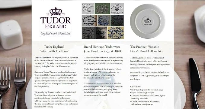 Tudor Royal 16-Piece Round Porcelain Dinnerware Set, Service for 4, Rosemary, Summer Flowers, Plates Bowls Dishes, Glossy, Premium Quality Dish Set, Unique Pattern