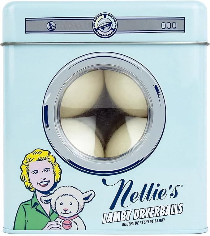 Nellie's Lamby Dryerballs, 4-Pack - Reusable Fabric Softener for 500+ Loads - 100% Pure New Zealand Wool, Silent in Your Dryer, Reduces Cloth Wrinkles, and Saves on Drying Time