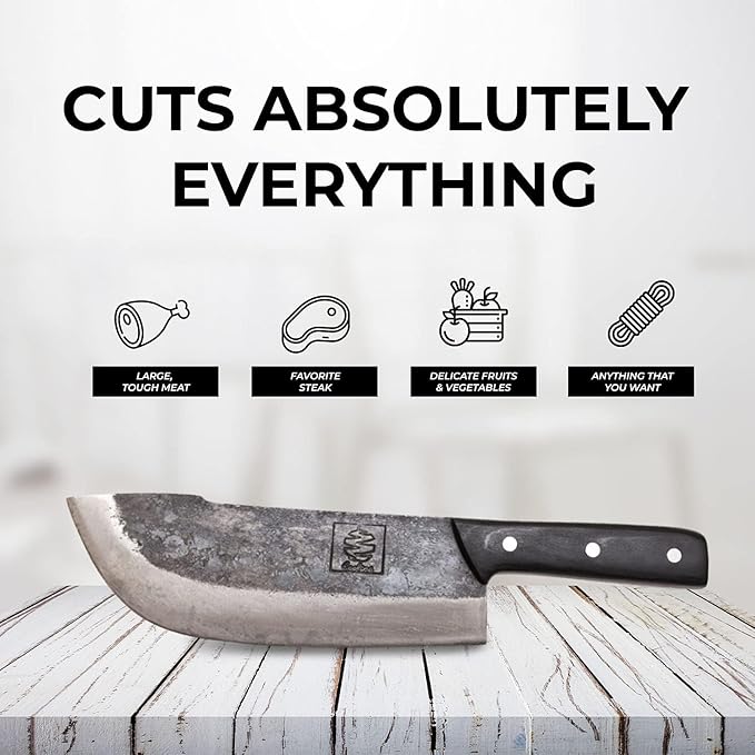 COOLINA The Ultimate Meat Lover 4-Knife Set - Premium Hand-Forged High-Carbon Steel Kitchen Knives: Versatile Promaja, Heavy-Duty Lixy, Precision Daozi, and Multi-Functional Tungsten