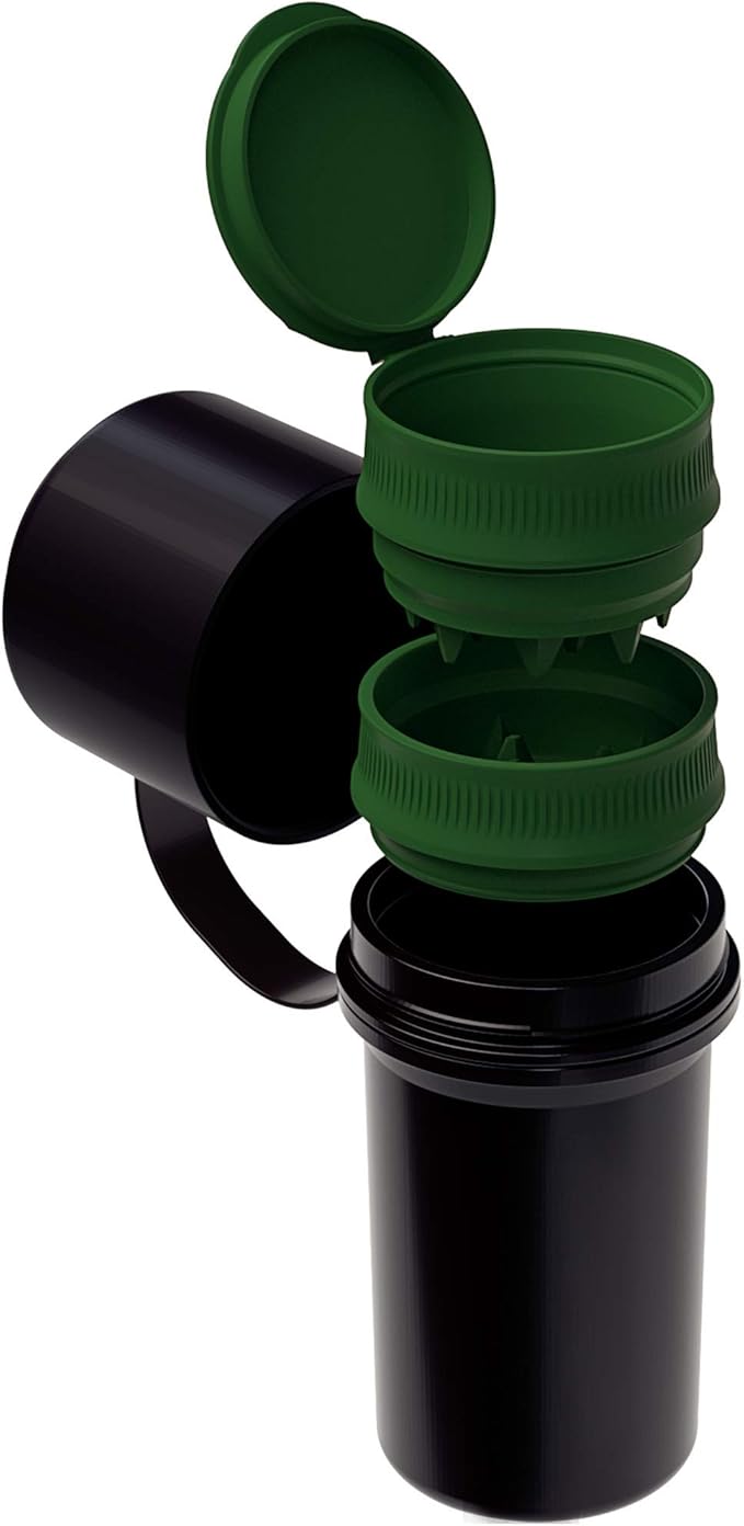 Hemper Keeper 3‑in‑1 Herb Grinder with Dual Storage Container - Smell‑Proof, Airtight & Water‑Resistant - Built‑In Removable Grinder, Dual Compartments for Flower & Ground - (Black)