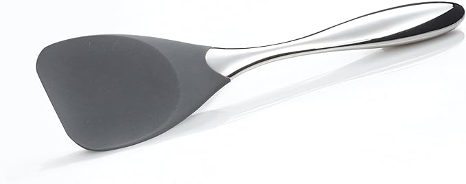Nambé Curvo Spatula 12-Inch Spoonula – Stainless Steel Handle with Wide Silicone Head for Mixing, Scooping & Baking – Heat-Resistant Cooking Utensil for Kitchen Use & Culinary Prep Tools
