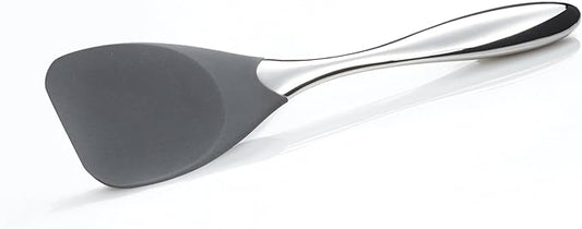 Nambé Curvo Spatula 12-Inch Spoonula – Stainless Steel Handle with Wide Silicone Head for Mixing, Scooping & Baking – Heat-Resistant Cooking Utensil for Kitchen Use & Culinary Prep Tools