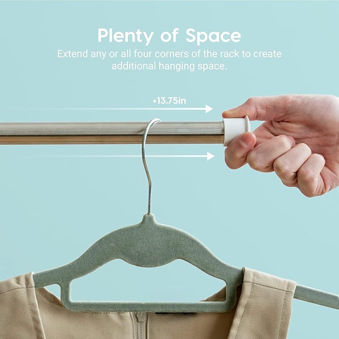 IRIS USA Clothes Drying Rack, Foldable & Extendable Rods for Large Laundry Loads, Collapsible Freestanding Laundry Drying Rack, Anti-Skid Feet, Portable Clothes Rack