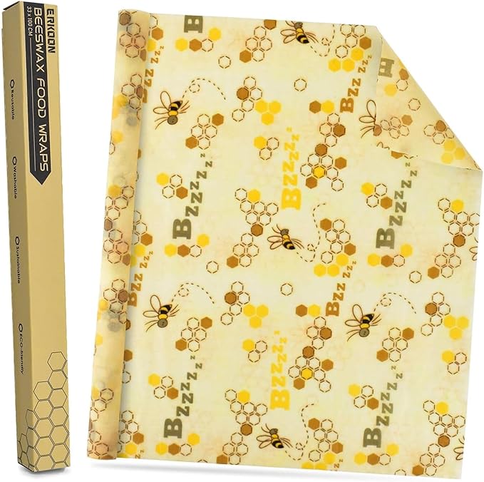 Reusable Beeswax Wraps 13 x 39 Inch Beeswax Wraps for Food Eco-Friendly Sustainable Food Storage Wraps for Sandwich, Cheese, Fruit, Bread, Snacks