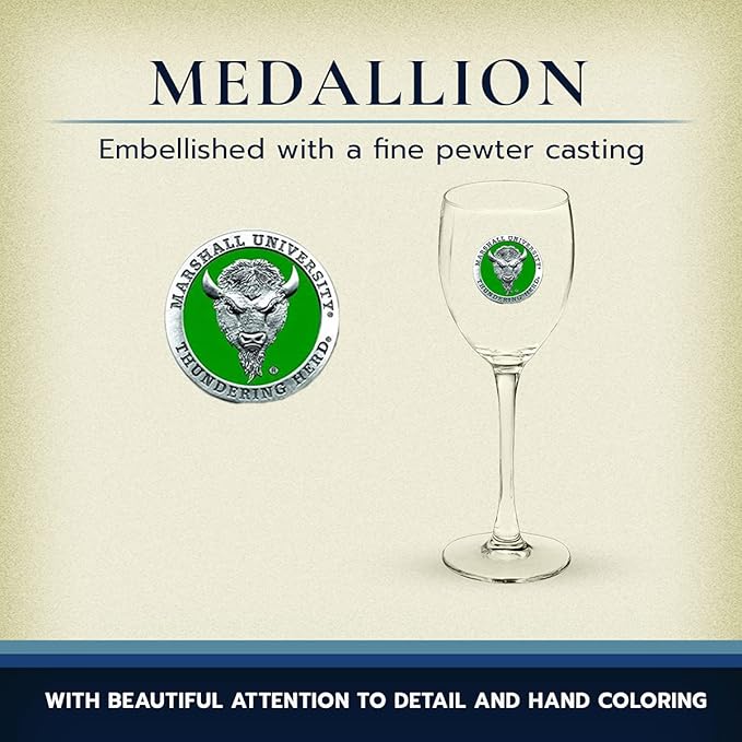 Heritage Pewter Marshall Thundering Herd Glass Goblets – Set of 2 | 12 OZ Goblet Wine Glasses | Expertly Crafted Pewter Glass