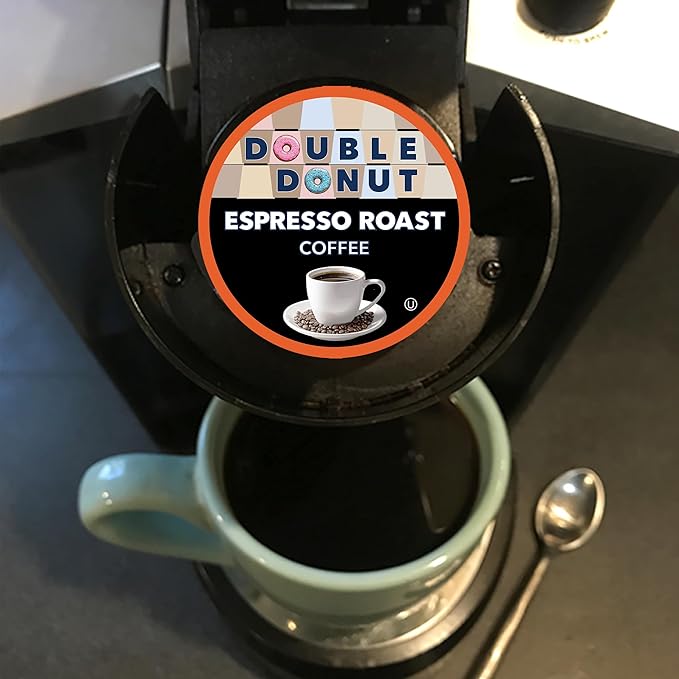 Double Donut Coffee Espresso Roast Blend in Recyclable Single Serve Espresso Pods for the Keurig K Cup Machine, 20 Count