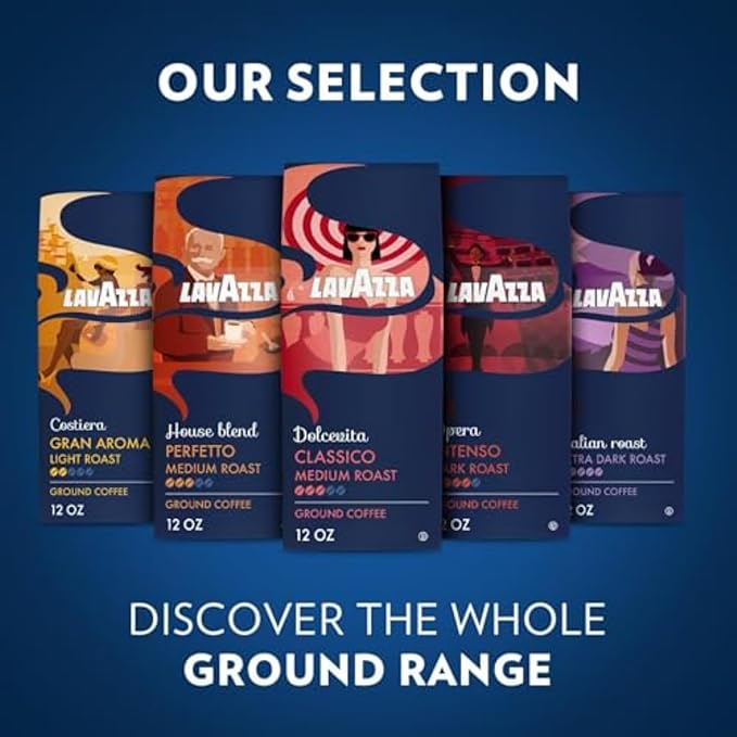 Lavazza House Blend Perfetto Ground Coffee 12oz Bag, Medium Roast, Full-bodied, Intensity 3/5, 100% Arabica, Ideal for Drip Brewers, (Pack of 1) - Package May Vary