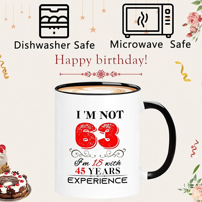 63th Birthday Mug for Women Men, 1962 Turning 63 Year Old Birthday Gifts for Mom, Dad, Grandma, Grandpa, Wife, Husband, Daughter, Sister, Best Friends, Coworkers, Her, Him, 11oz Coffee Cup