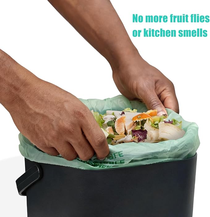 7-Liter Compost Bin Kitchen Countertop Trash Can with Lid - Odorless Compost Bin Outdoor with Filters