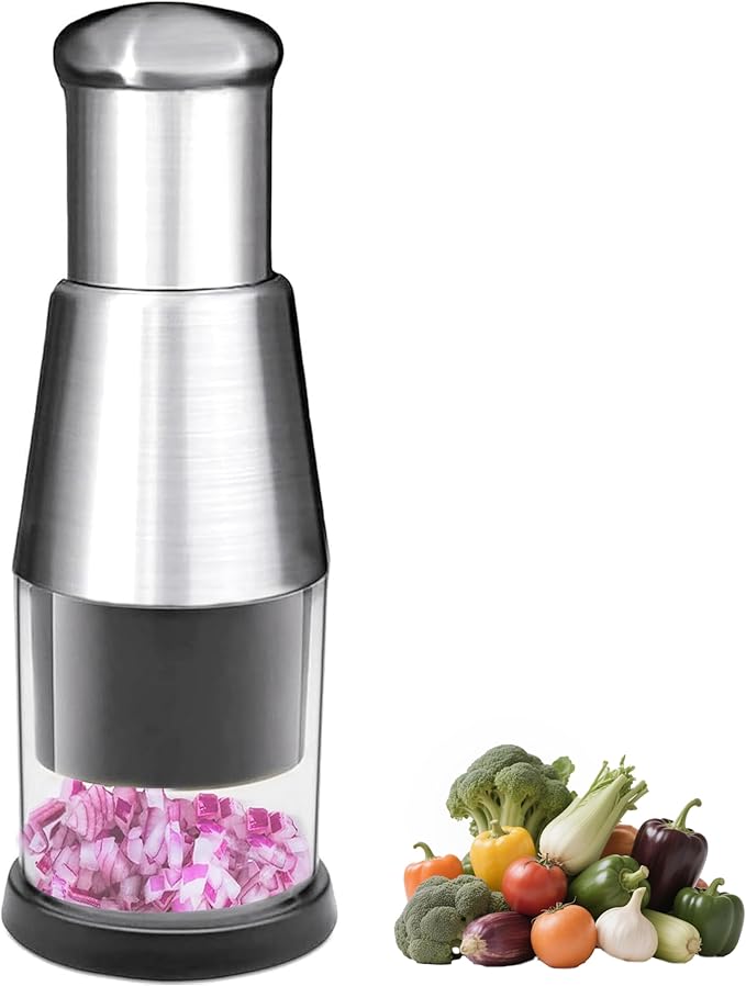 Manual Pressed Chopper, MultiFunctional Manual Press and Masher, Stainless Steel Hand Food Chopper Press for Mincing Garlic，Stainless Steel Garlic Masher Kitchen Device Household