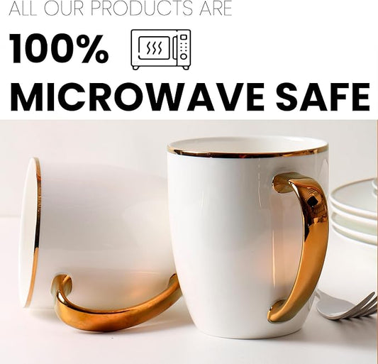 Bone China Dinnerware Set for 4, 16 Pc Round Dinner Set with Mugs - Porcelain and Microwave Safe - KOKEN