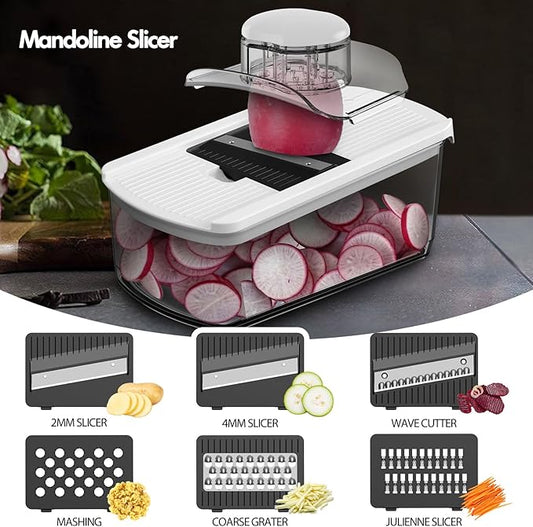 Cambom Vegetable Chopper With Container, Multifunctional Food Chopper Onion & Vegetable Cutter Dicer With 8 Blades, Carrot & Veggie Slicer 12 Blades