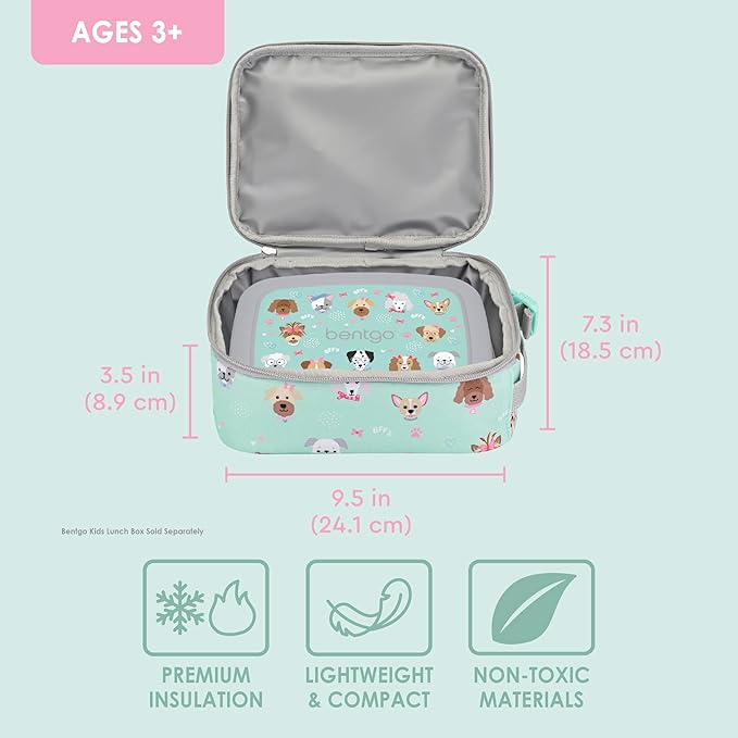 Bentgo® Kids Insulated Lunch Tote - Water-Resistant, Reusable, Lightweight & Durable Lunch Bag with Water Bottle Holder & Mesh Pocket, Fits Lunch Box & Water Bottle - Ideal for Ages 3+ (Puppy)
