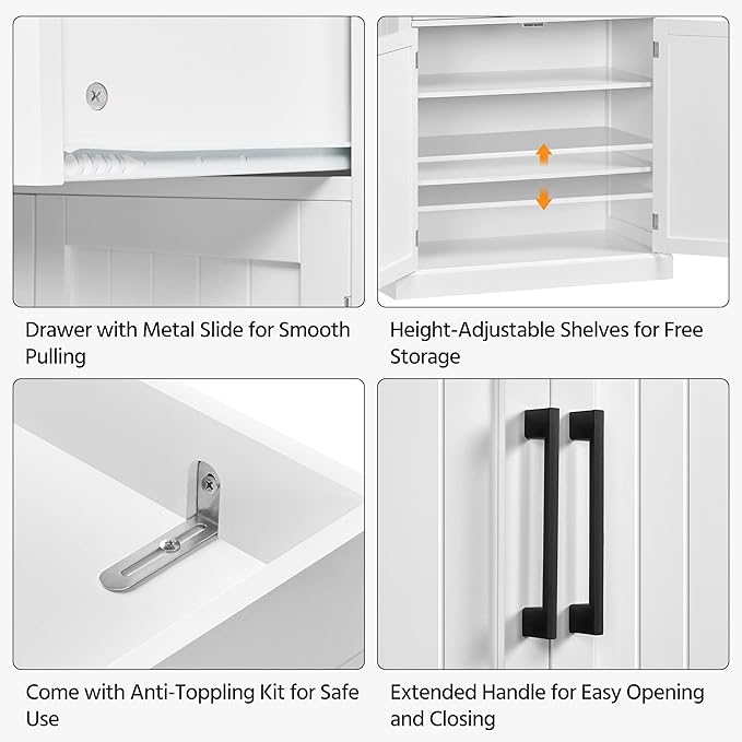 Yaheetech 72.5" Kitchen Pantry Storage Cabinet with Drawer, Freestanding Pantry Cupboard with Doors and 2 Adjustable Shelves, Modern Utility Pantry Cabinet for Dinning Room, Living Room, White