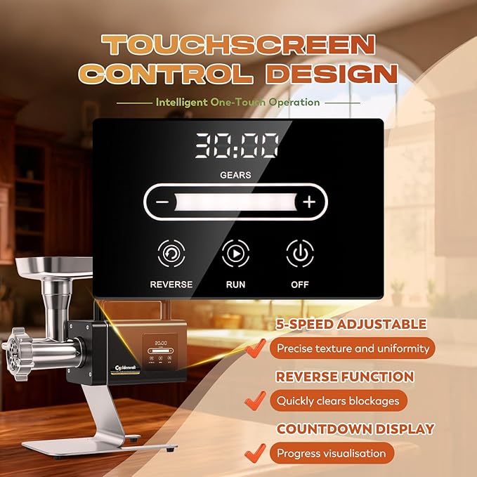 CGOLDENWALL Meat Grinder, 1.36HP Electric Meat Grinding, Heavy Duty Stainless Steel Meat Mincer & Sausage Stuffer with 5-Speed for Effortless Meat & Bone Processing, Home Kitchen & Commercial Use