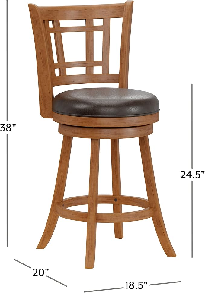 Hillsdale Fairfox 24.5" Wood Swivel Counter Height Stool, Oak