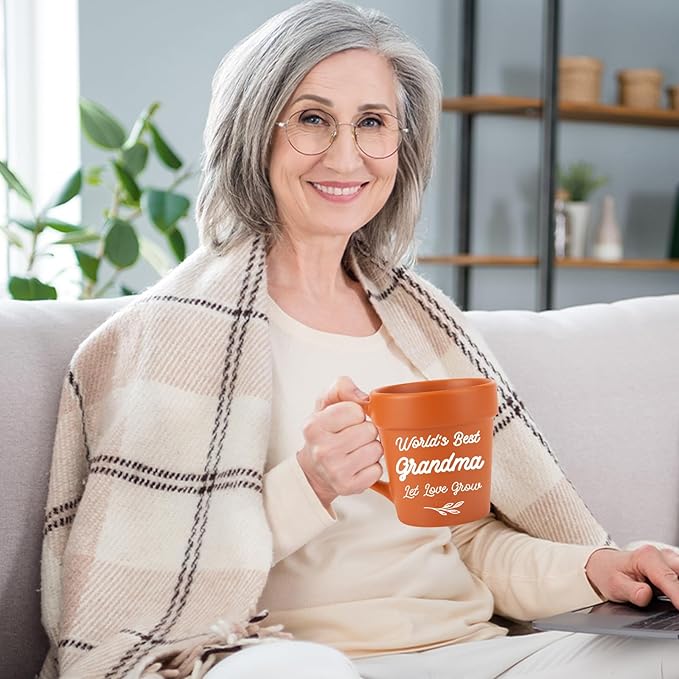 Gifts for Grandma, Christmas Birthday Gifts for Grandma from Granddaughter Grandson Grandkids, Nana Gigi Mimi New Grandmas Gardening Plant Mug for First Time Best Grandmas Gift