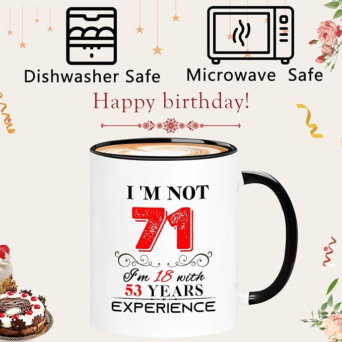 1954 71th Birthday Mug for Women Men, Turning 71 Year Old Birthday Gifts for Mom, Dad, Grandma, Grandpa, Wife, Husband, Daughter, Sister, Best Friends, Coworkers, Her, Him, 11oz Coffee Cup