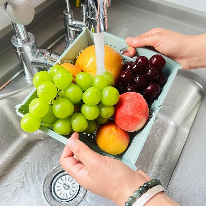 2 Pcs Collapsible Colanders Foldable Strainers - Kitchen & Camping Basket for Fruits, Pasta, Vegetables, Berries - Space Saving, Stackable Storage, Picnic Essentials