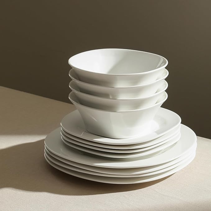 Stone Lain Quadro 24-Piece Dinnerware Set Porcelain, White