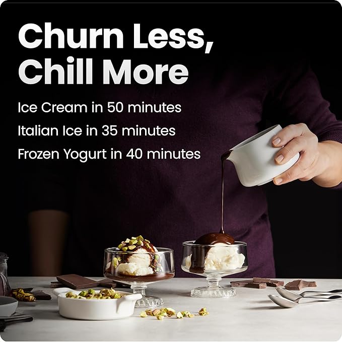 Iceman by Chefman Ice Cream Maker, No Pre-Freezing with Built-In Compressor, Makes Ice Cream, Froyo, Sorbet, Sherbet, Italian Ice, Frozen Yogurt, Digital Display w/ 3 Presets, 2 Pint Inserts Included