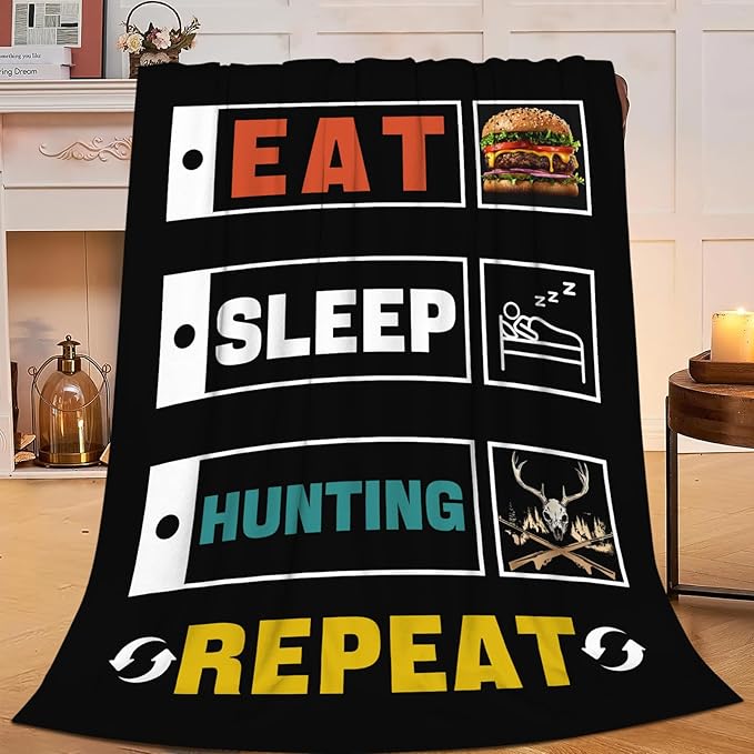 Hunting Blanket Gifts for Men Dad Hunters Throw Blankets Cozy Plush Fleece Deer Decor Flannel Fuzzy for Couch Chair Bed 50"X40"