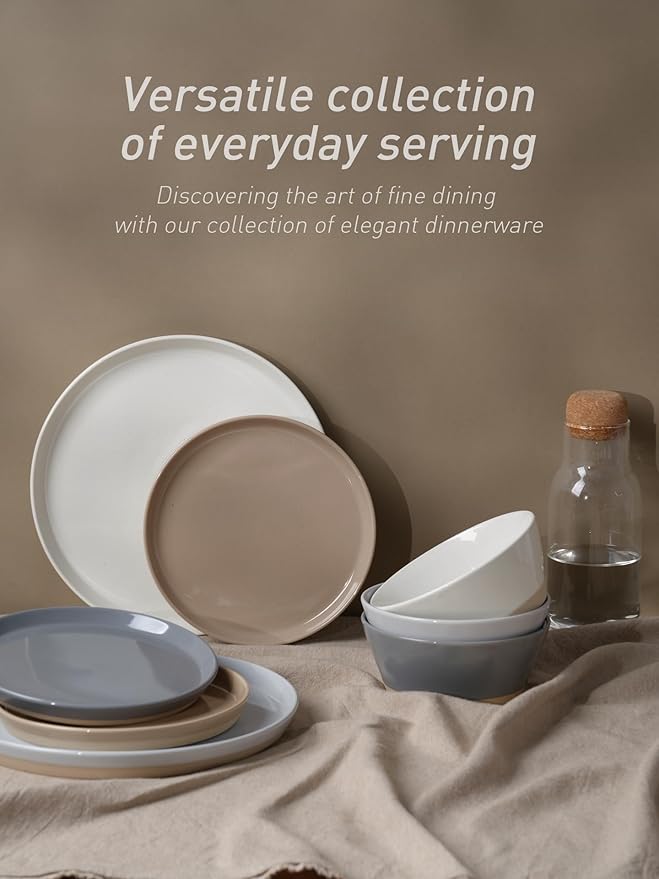 Famiware Saturn Speckled Dinnerware Sets for 8 (24 Pieces), Stoneware Plates and Bowls Dish Set - Chip and Scratch Resistant, Microwave and Dishwasher Safe, Multi-color
