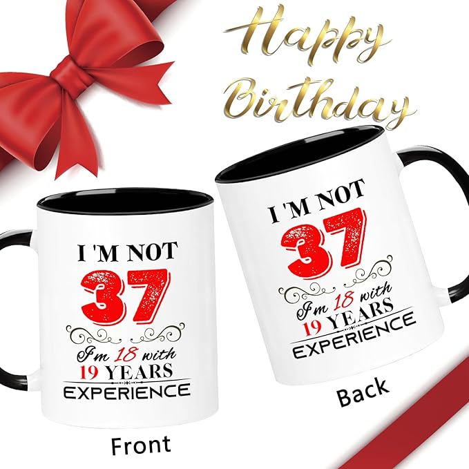 1988 37th Birthday Mug for Women Men, Turning 37 Year Old Birthday Gifts for Mom, Dad, Grandma, Grandpa, Wife, Husband, Daughter, Sister, Best Friends, Coworkers, Her, Him, 11oz Coffee Cup