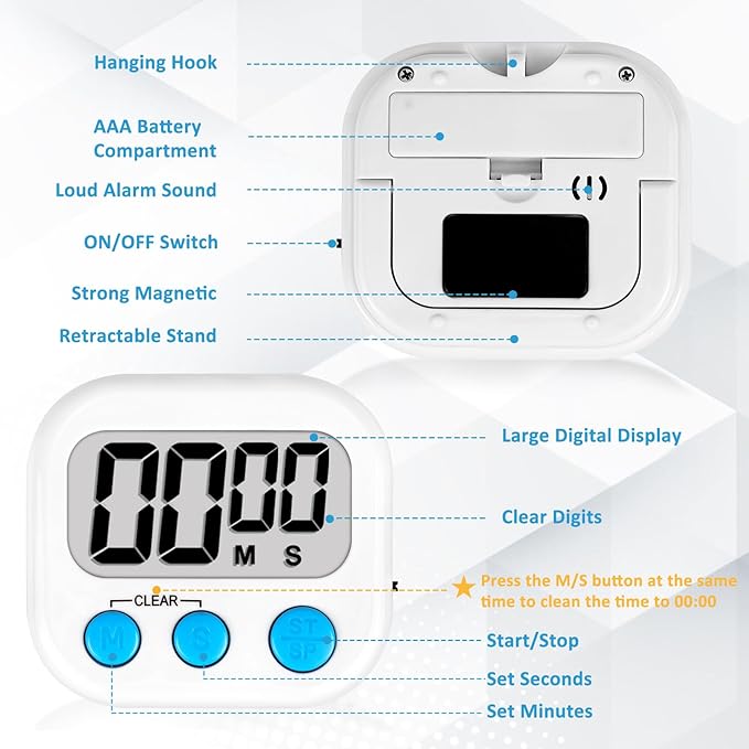 ZILLEEN Classroom Timers for Kids Classroom Magnetic Digital Kitchen Timers for Cooking Teachers Gym Game 24 pcs
