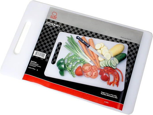 Chef Craft Basic Solid Plastic Cutting Board, 17.5 x 11 inch, White