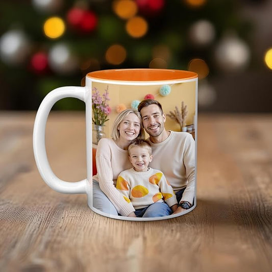 ArtPix 3D Personalized Coffee Mug - 12 Oz, Customized Picture Photo or Text, Collage Photo, Custom Gift for Women, Mom, Father, Family - Customizable Large Tea Ceramic Cup Orange