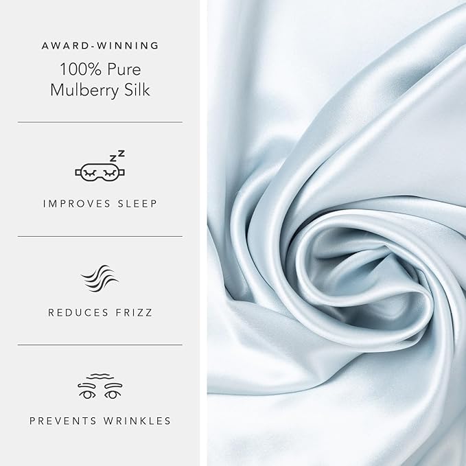 Fishers Finery 30mm 100% Pure Mulberry Silk Pillowcase Set, Quality Tested (Blue, Queen, 2 Pack)