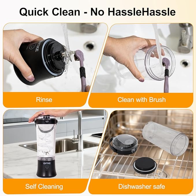 Portable Blender Dual Mode 18000RPM 20Oz Blending Cup Ice Crushing Smoothie Frozen Fruit Mini For Home Gym Travel(Black)