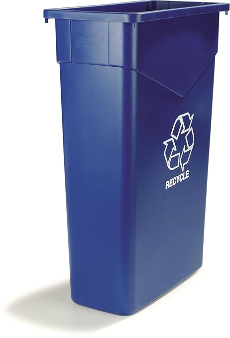 Carlisle FoodService Products TrimLine Rectangle RECYCLE Waste Container, 23 Gallons, Blue