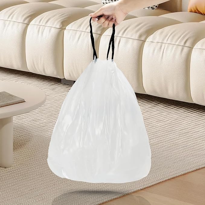 ELPHECO 2.6 Gallon Trash Bags 60 Counts - For 2.5-4 Gallon Trash Cans, Strong Drawstring Garbage Bags, Clear Leakage-Free Trash Bag, Tear free Garbage Bags, 60 Count / 3 Rolls