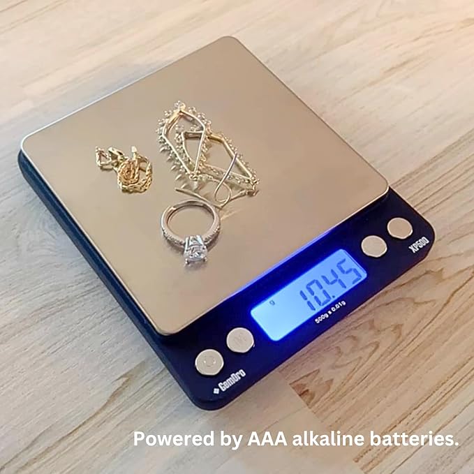 GemOro Platinum XP500 | Durable Precise Jewelers Countertop Portable Pocket Scale | Digital Precision Tool with Expert Professional Reading & Accuracy 500g x 0.01g Readability (Silver)