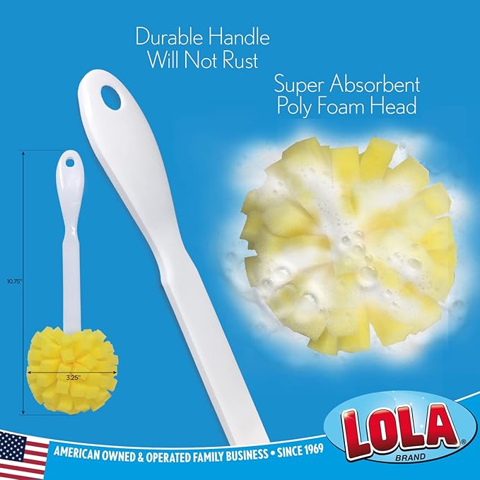 LOLA The Original Flower Shaped Kitchen Foam Sponge Bottle Brush, No Slip Grip Handle, Dishwasher Safe, 1 Pack