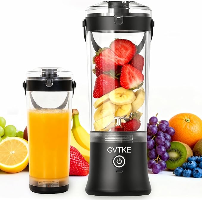 Portable Blender Dual Mode 18000RPM 20Oz Blending Cup Ice Crushing Smoothie Frozen Fruit Mini For Home Gym Travel(Black)