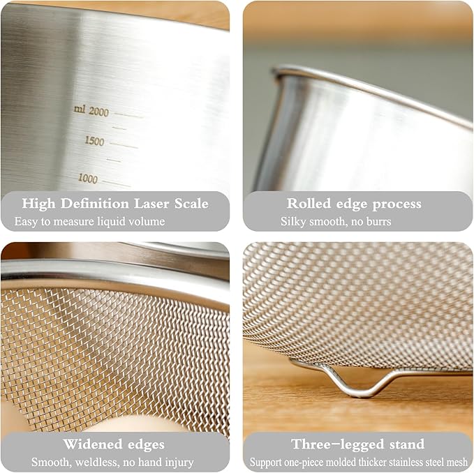 Thickened Stainless Steel Drainage Basket Set Kitchen Multifunctional Rustproof Strainer Durable Oil Drainage Dishwashing Basket(7.87inch)