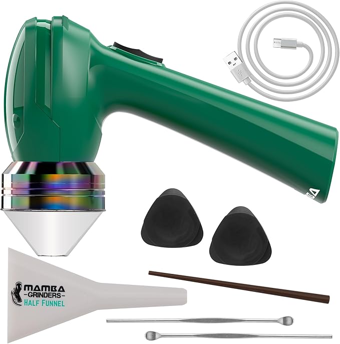Mamba Original 1g Green USB Electric Herb Grinder. Small Portable Metal Herbal Machine & Spice Mill for the Kitchen